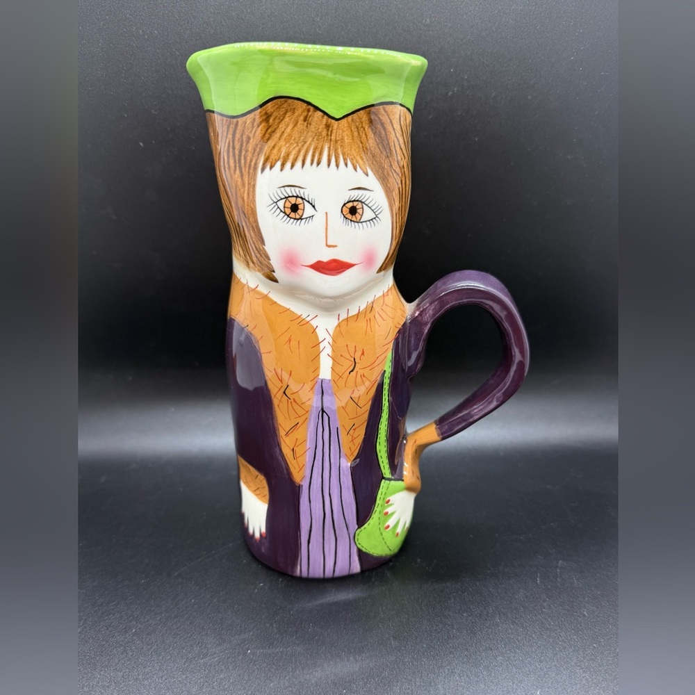 Vintage Susan Paley by Ganz Ceramic Art Coffee cup with Green and Purple Accents